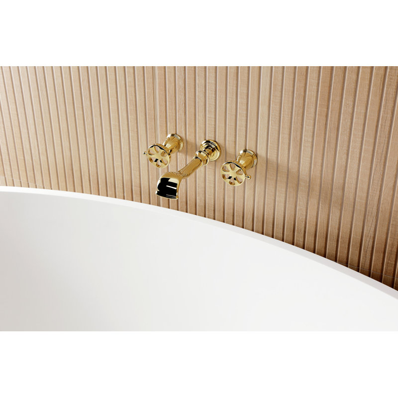 Kingston Brass Belknap Two-Handle 3-Hole Wall Mount Roman Tub Faucet, Polished Brass
