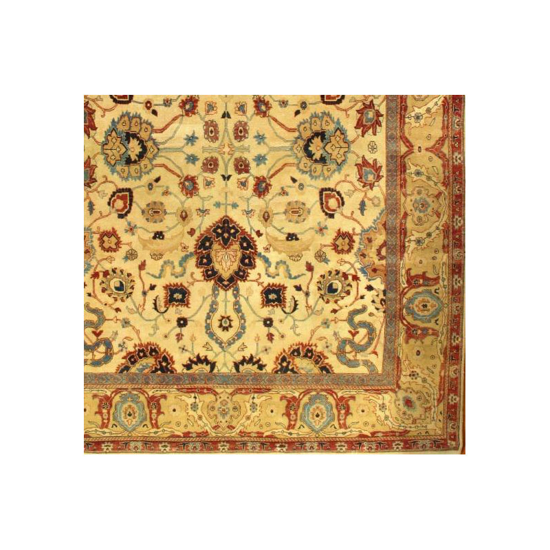 Agra Wool Oriental Area Rug in Beige