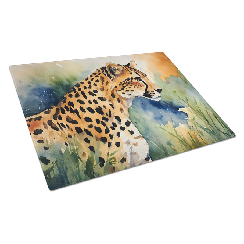 Cheetah Glass Cutting Board Large