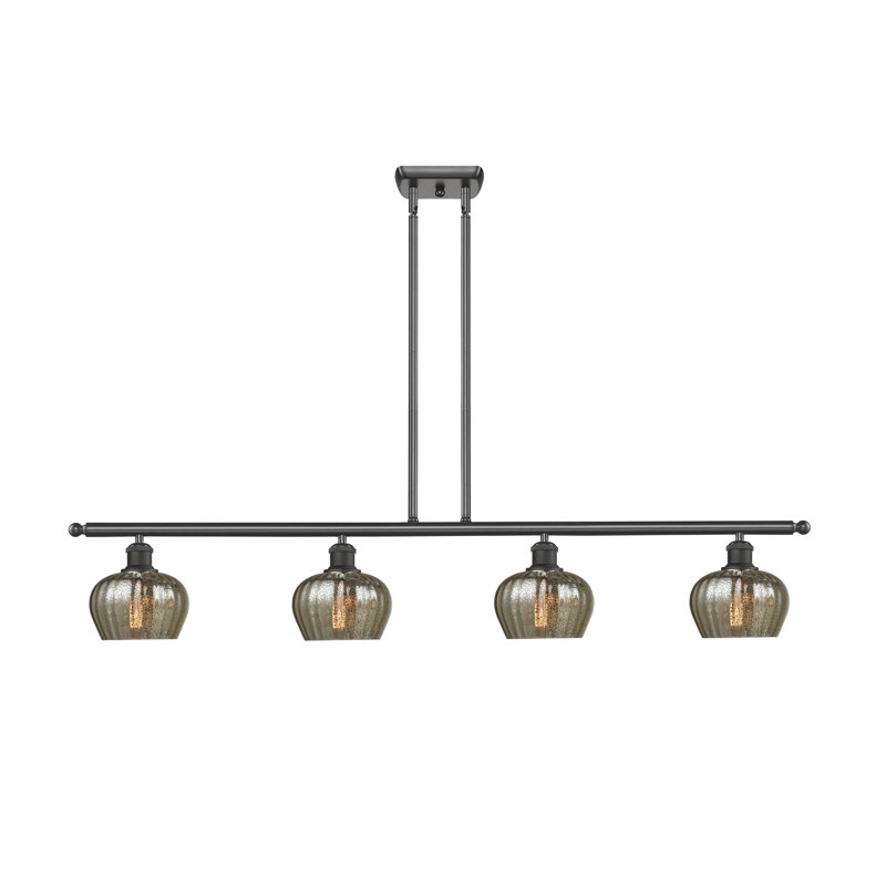 Luminaire suspendu linéaire à 4 lumières pour îlot de cuisine Patrina, Mercurisé, Ampoule DEL 6 watts Vinage, Bronze huilé
