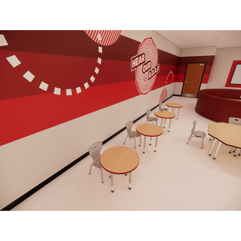 Table d'apprentissage collaboratif avec pieds de luxe - ronde - 24 po de diamètre, Aigue-marine, H 29 po x L 24 po x l 24 po