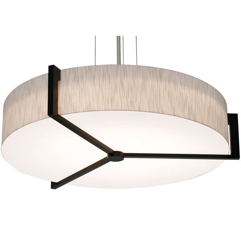 Luminaire suspendu tambour 1 lumière DEL Leeroy, H 43,75 po x l 33,33 po x P 33,33 po, Rose, Espresso