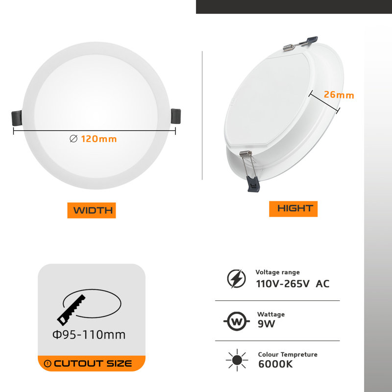 Mallik Spotlight, 2.5" H x 12" W x 12" D