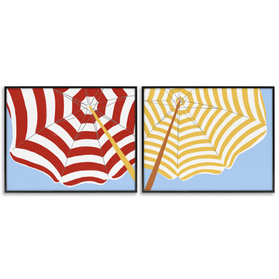 «Striped Beach Umbrella», ensemble de 2 estampes numériques par June Erica Vess