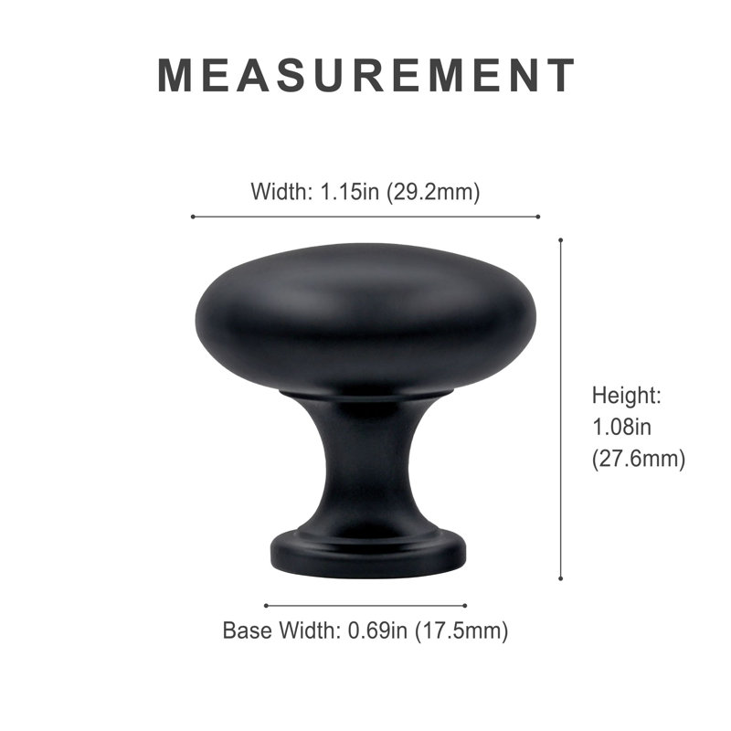 Black Zinc Round Cabinet Knob Multipack with Mounting Hardware