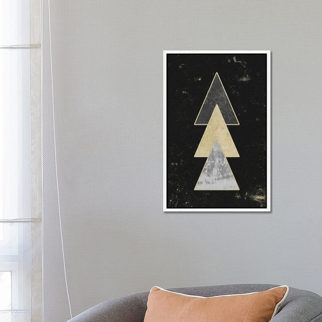 Abstrakte Gold Geometrische Dreiecke Moderne Abstrakte Kunst III