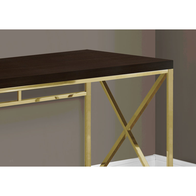Bureau d'ordinateur, bureau personnel, ordinateur portable, stratifié de travail, métal, contemporain, moderne, Doré, Noir