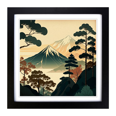 Japanese Mountains Mid-Century No.1 - Framed Print
