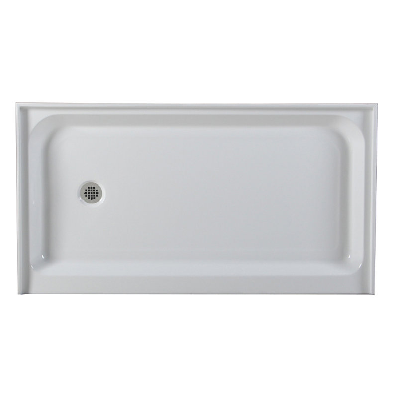60'' W 34'' D Rectangular Single Shower Base, Satin Nickel