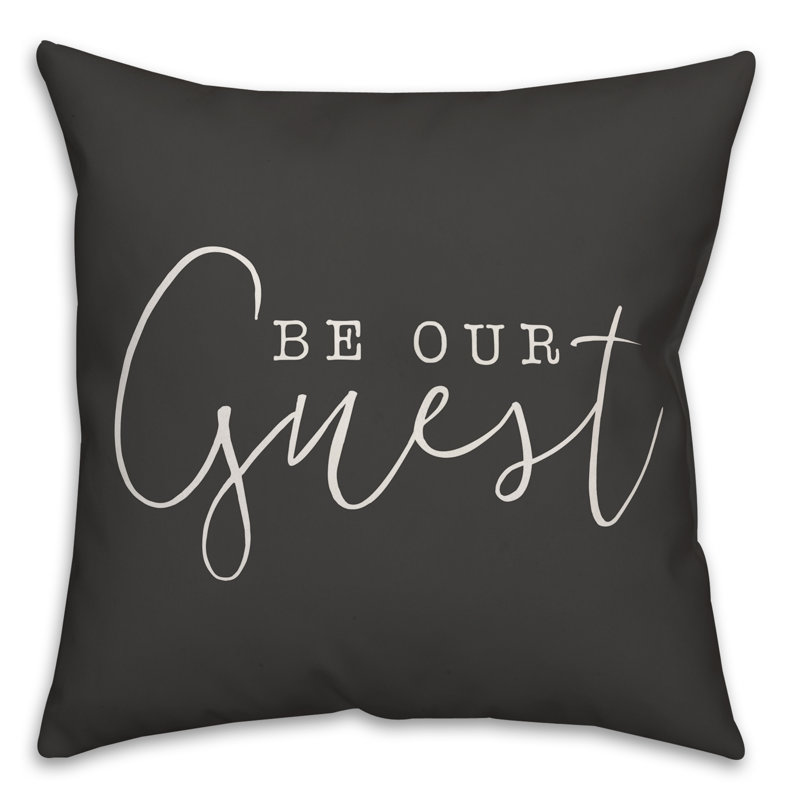 Textual Outdoor Throw Pillow, Black/White, 16" H x 16" W