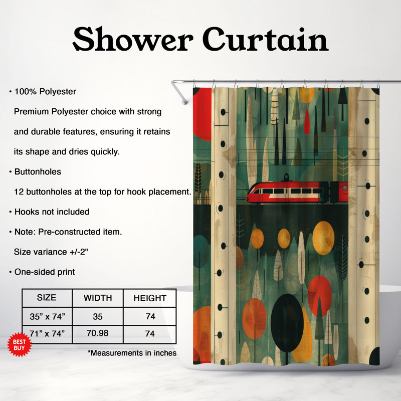 Rideau de douche Wild Train - Premium, H 74 po x l 71 po