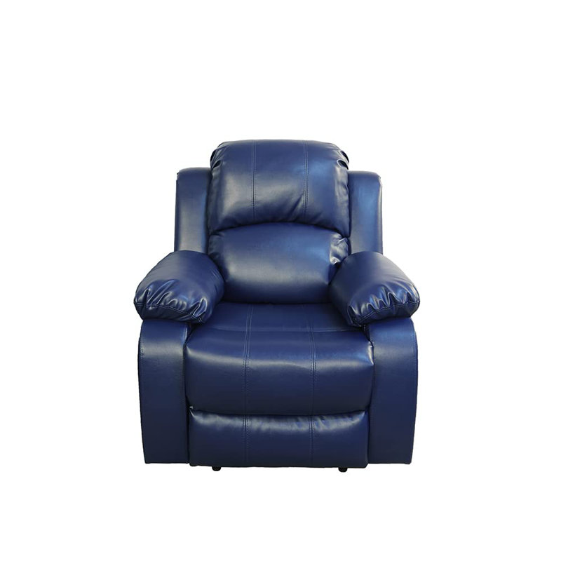 Semi Pu And Pvc Leather Recliner Chair, Blue