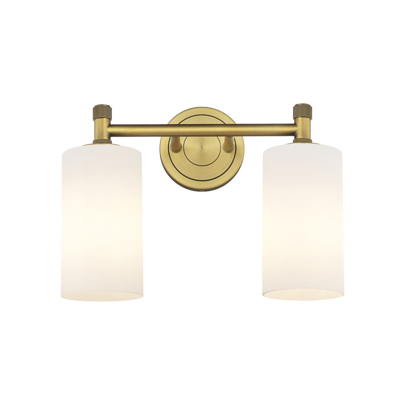 Éclairage pour meuble-lavabo mural 2 lumières Crown Point, Blanc mat, Laiton brossé