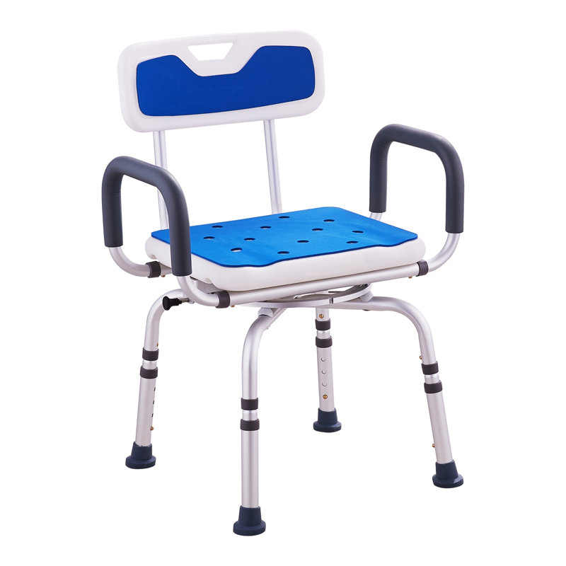Chaise de douche pivotante à 360 ° avec dossier et accoudoirs - Siège de bain à hauteur réglable pour personnes âgées, handicapées et handicapées, capacité de 400 lb