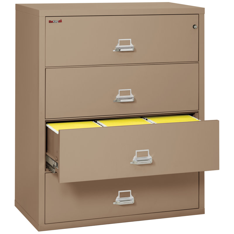 Fireproof 4 - Drawer File Cabinet, Taupe, Key Lock