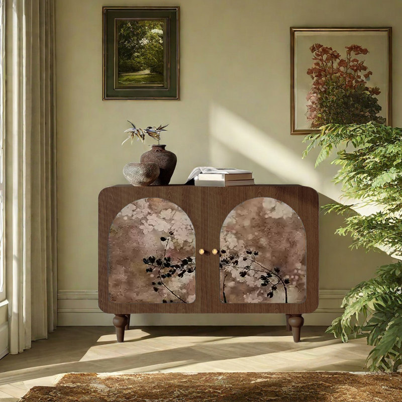 Armoire d'appoint moderne en bois massif de style français, Brun noyer
