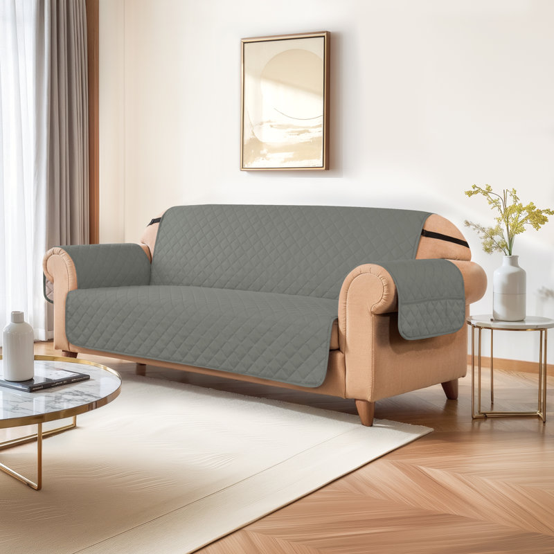 Ayalisse Box Cushion Sofa Slipcover, 76"H x 78"W x 22"D, Light Gray Polyester Blend