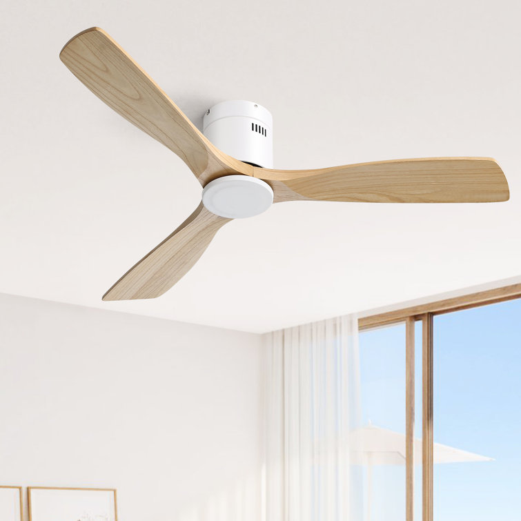 132CM Solid Wood 3-Blade Propeller Ceiling Fan with Remote Control