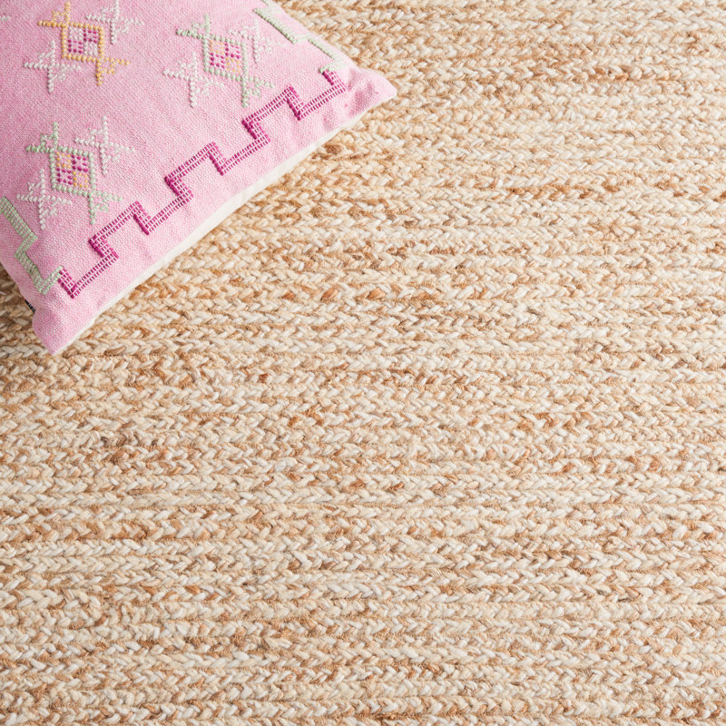 Jarieliz Natural Fiber Hand Loomed Wool/Jute Rug in Ivory/Natural, Square 6'