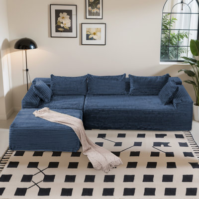 Canapé modulaire, canapé modulaire en forme de L, canapé modulaire rembourré en velours côtelé avec assise profonde, canapé combiné personnalisable pour le salon