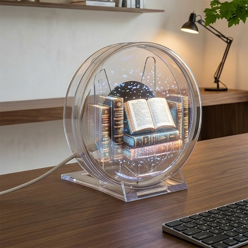 Affichage 3D holographique de bureau 3D avec abat-jour rond en acrylique
