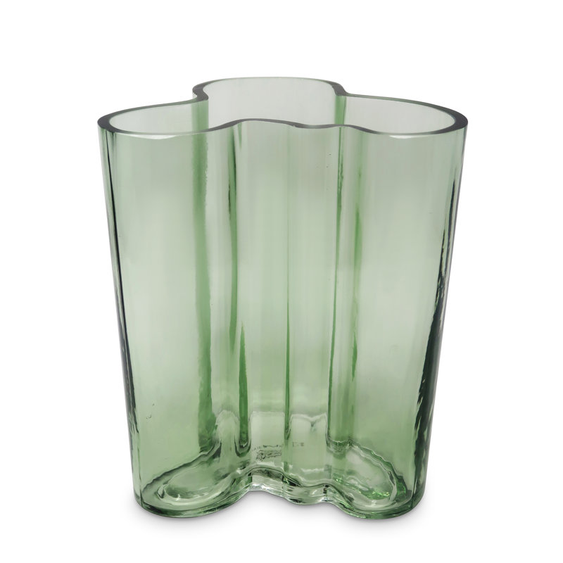 Tinted Curved Vase, 8.25" H x 5.50" W x 6.50" D, Green