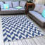 Tapis intérieur / extérieur rectangulaire à motif géométrique tissé à plat bleu / blanc Amberjo-71155868