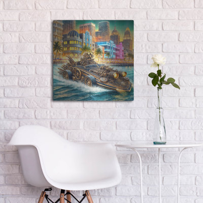 «Highland Dunes», bateau à vapeur Steampunk à Miami, par Rey Klimt, art mural en métal