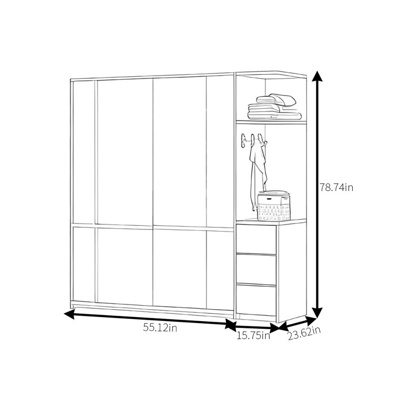 Penderie simple à bûches, H 78,74 po x l 70,87 po x P 23,62 po