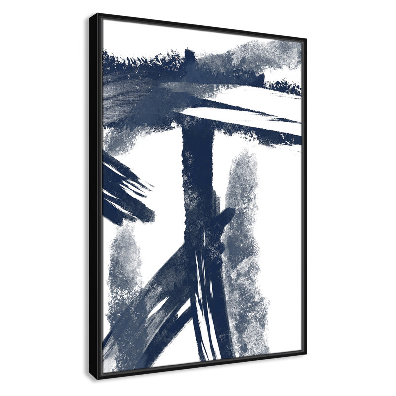 Bleu marine frappant les coutures 1 - reproduction d'art, Toile avec cadre noir, H 37,5 po x l 25,5 po x P 2 po
