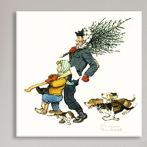«Bringing Home the Tree» par Norman Rockwell - impression sur toile tendue, H 12 po x l 12 po x P 0,75 po