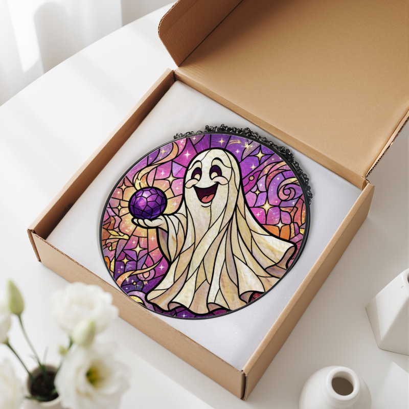 Vitrail en verre coloré 12 "H Ghost