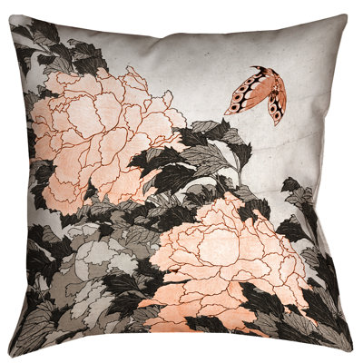 Katsushika Hokusai Floral Throw Pillow
