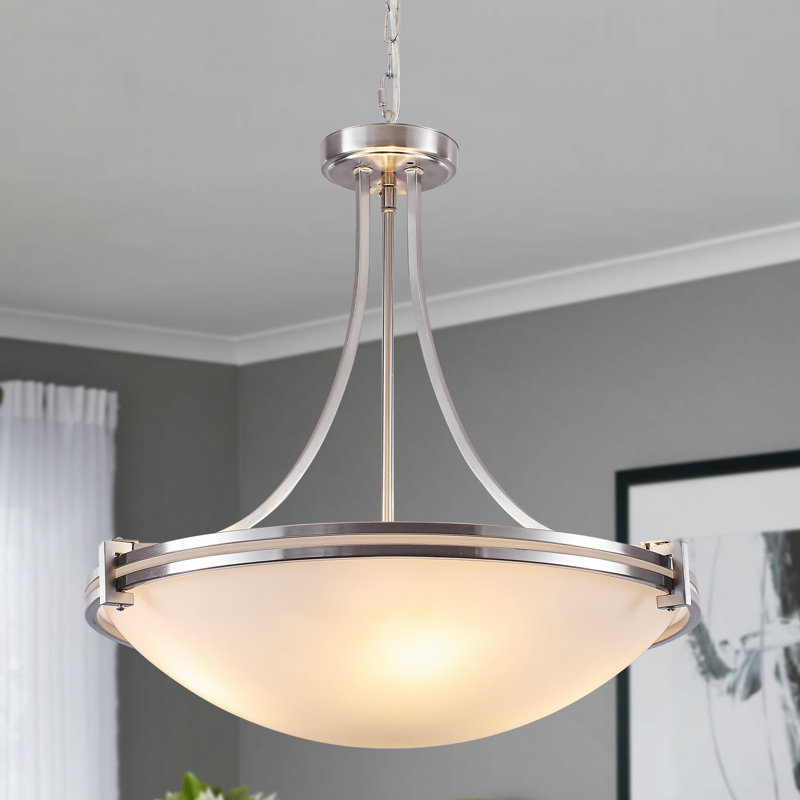 Luminaire suspendu en verre à 4 lumières à intensité variable de 4 po en nickel pour îlot de cuisine, Nickel, Quatre lumières