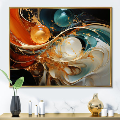 Orange and gold planet waves I - Abstract Painting Canvas Prints