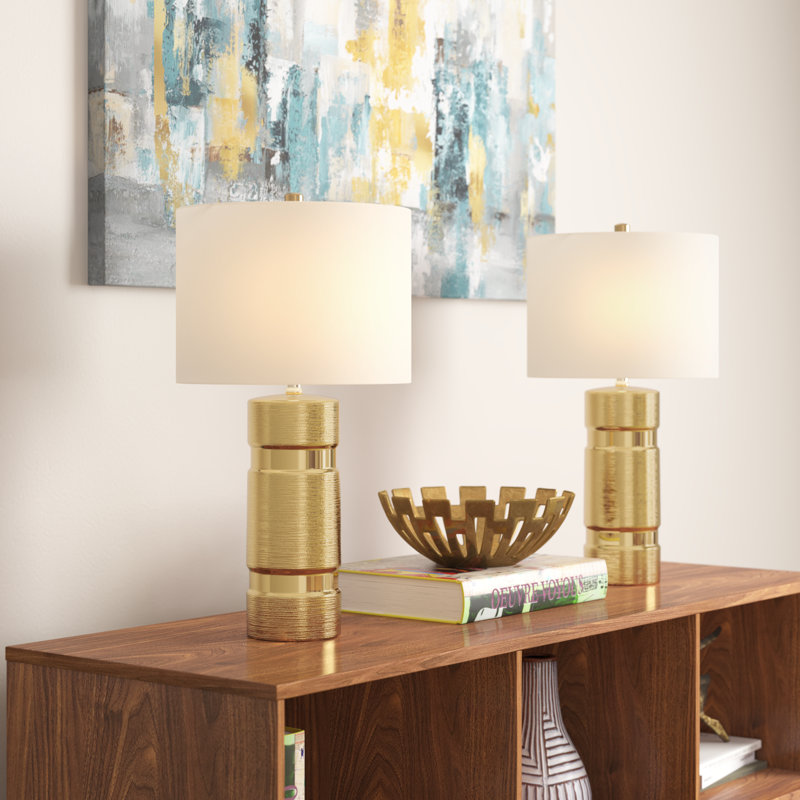 Ensemble de lampe de table 25 po Troiano, Doré