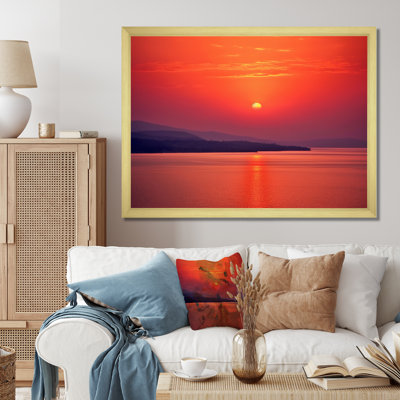 Orange, jaune, coucher de soleil doré I - paysages, reproduction d'art sur toile