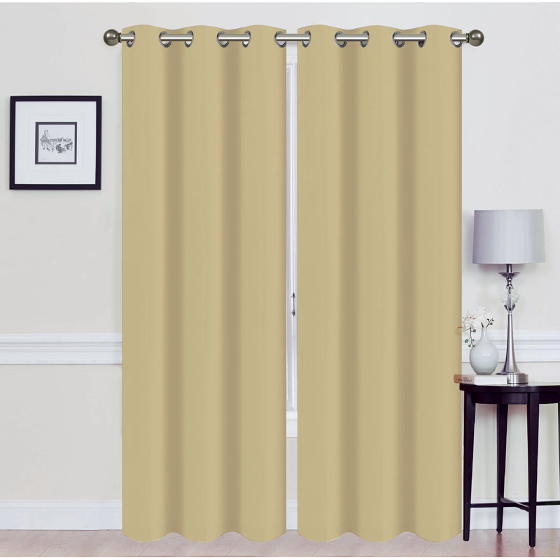 Solid Blackout Thermal Grommet Curtain Panel Set, White, 38" W x 84" L