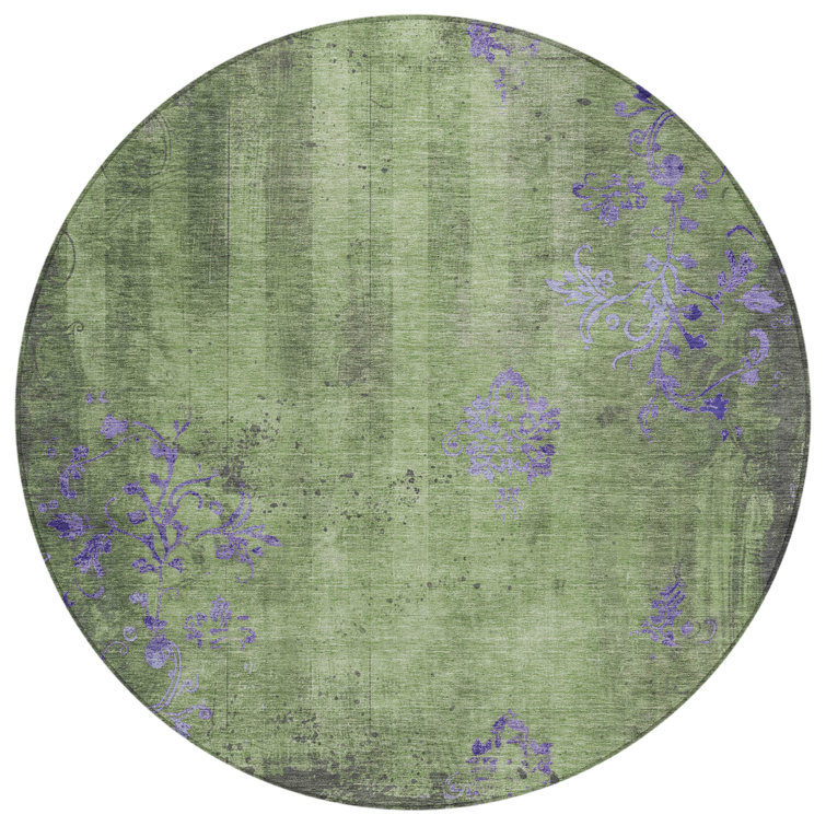 Machine Washable Indoor/Outdoor Xhevrie Aloe Rug