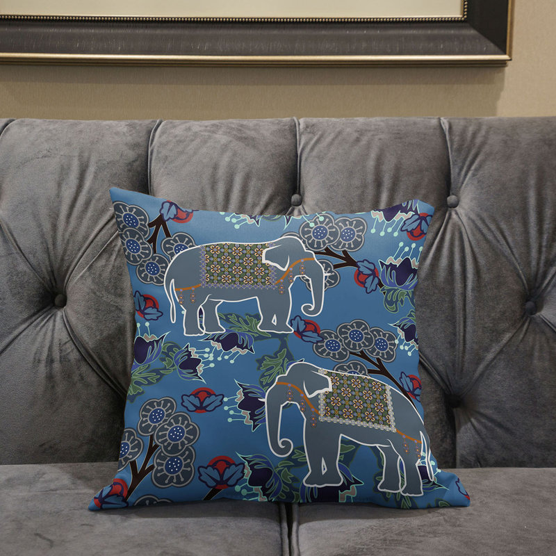  Housse de coussin en polyester pour l'intérieur et l'extérieur, 18 po x 18 po, Bleu / blanc