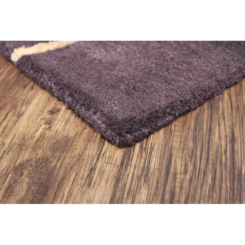 Brun/brun clair Touffeté à la main à motif floral mitcheldean Tapis décoratif, Carré 1 pi 6 po
