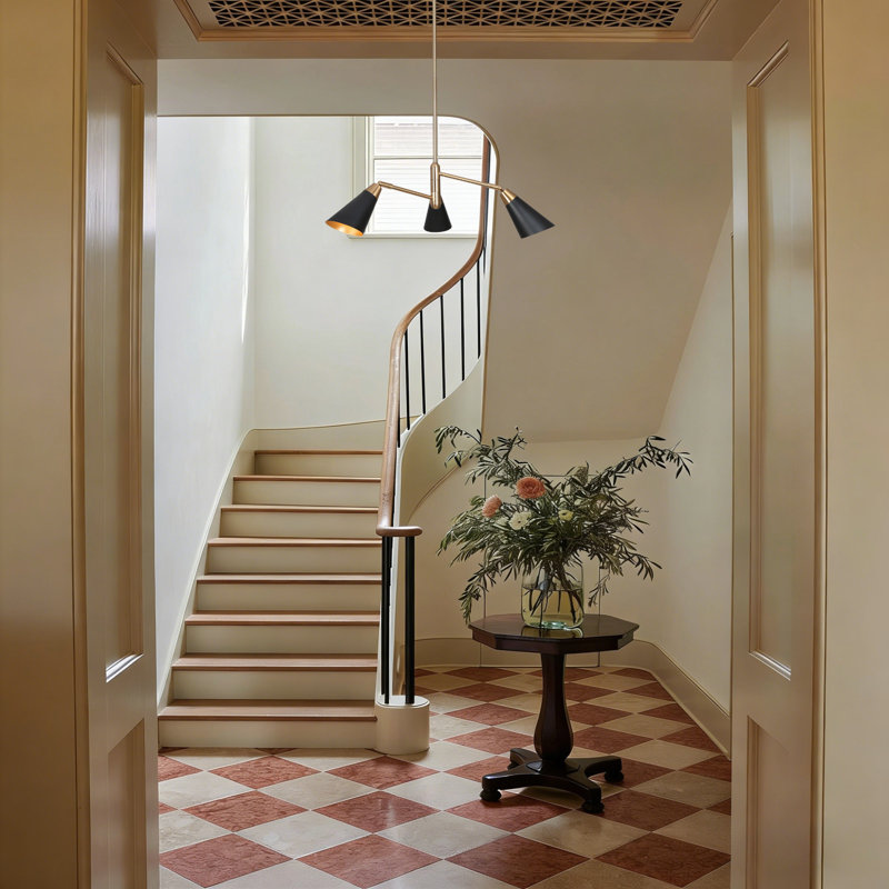 Lustre linéaire moderne à 3 lumières Dalisia, Noir mat / laiton