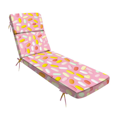  Outdoor Indoor 3'' Lounge Patio Cushion Seamless repeat pink donut glaze colorful sprinkles Great decorative Water-Resistant Chaise Lounge Cushion for Chair Patio Furniture Seat Cushion