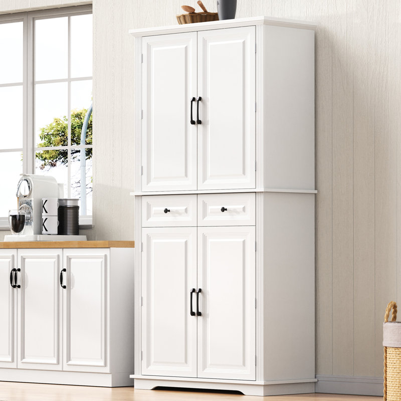Classic Tall Kitchen Pantry Cabinet, White