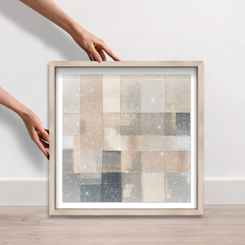 Boxed in Ebony I Shadowbox Abstract Print by Oliver Gal, Black Frame, 12 x 12, 21.5"H x 21.5"W, Natural Oak Frame