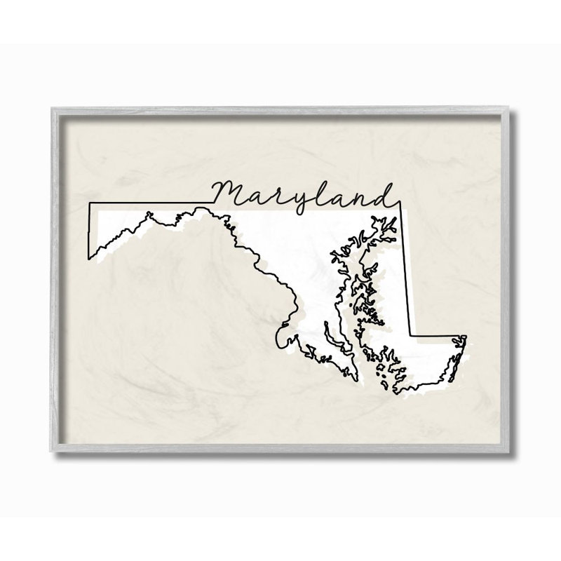 « maryland home state map neutral design », impression sur toile, H 11 po x l 14 po x P 1,5 po, Estampe numérique Farmhouse