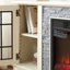 Meuble télé 58 po avec rangement à 2 portes et foyer électrique 18 po, meuble média en fausse pierre