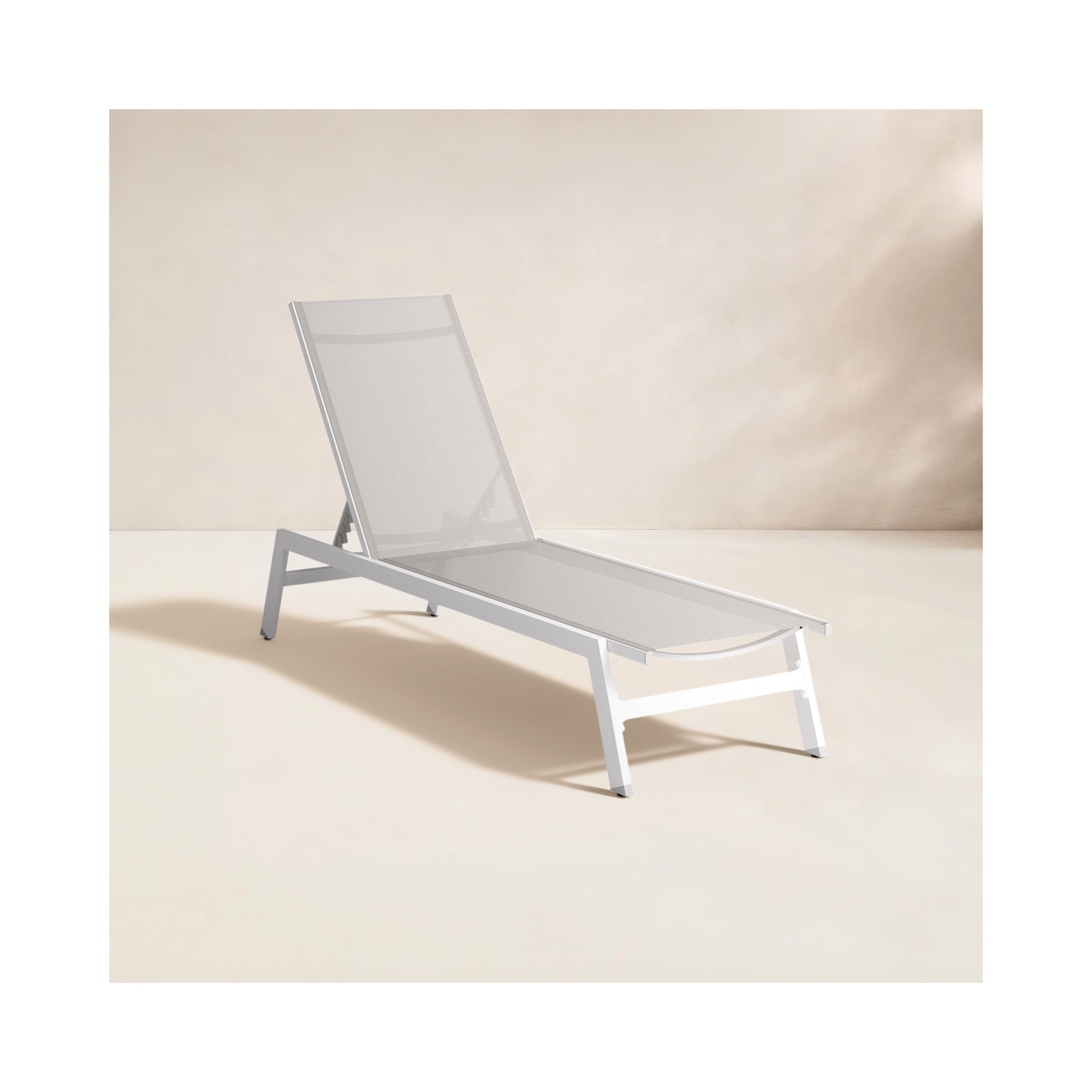 Yves 23.23" Outdoor Aluminum Chaise Lounge, Silver/Beige