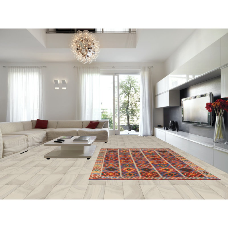 Tapis géométrique réversible en laine 8 x 12
