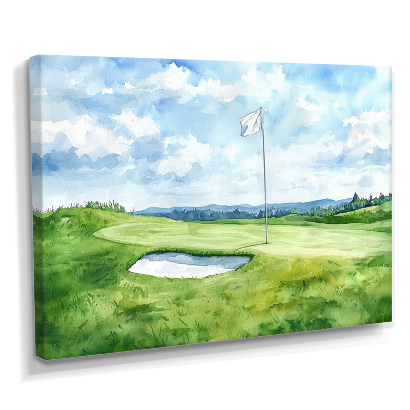 Horizon I - décoration murale de golf, H 16 po x l 32 po, Toile tendue sur cadre, Ne s’applique pas